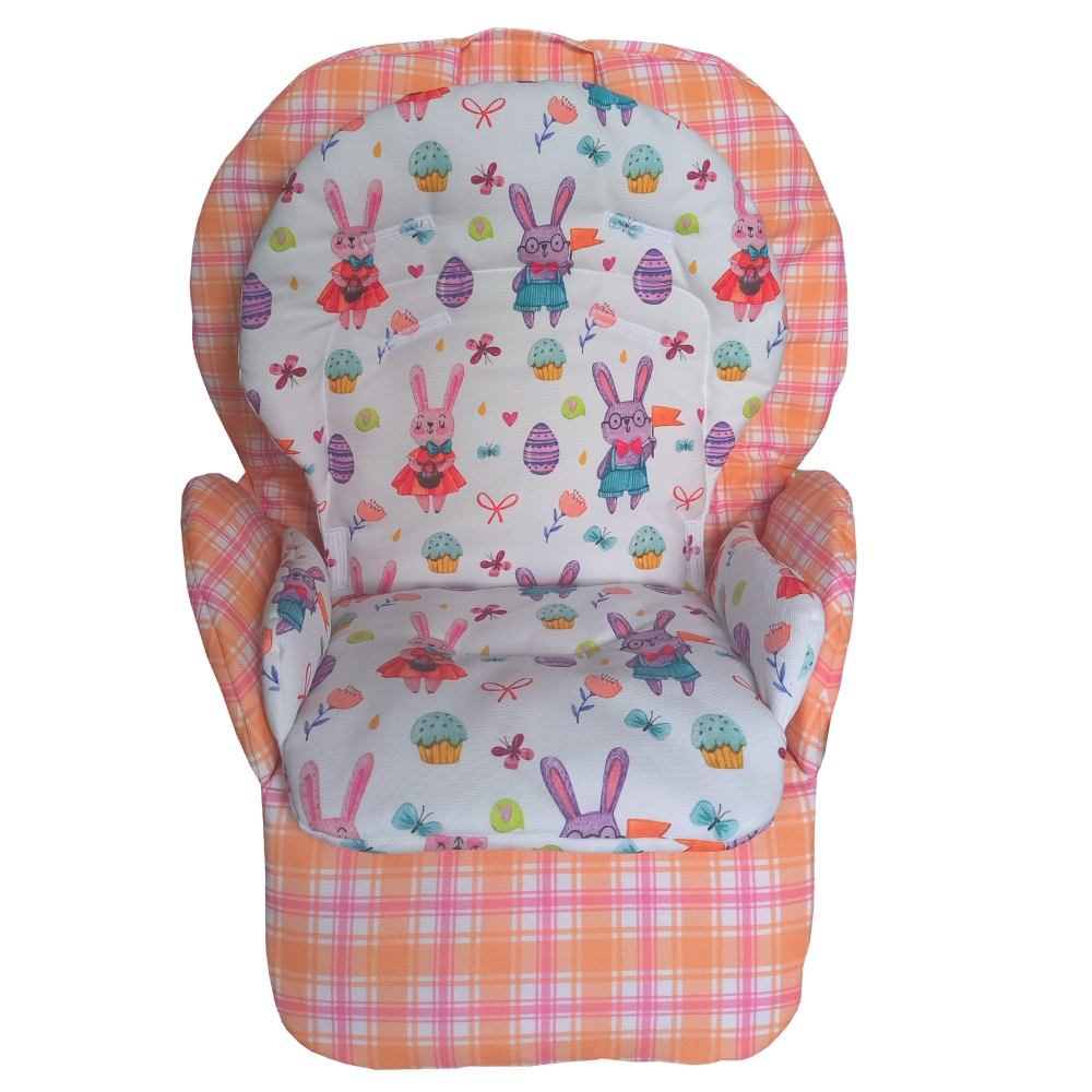 Chicco%20Polly%202%20Start%20Mama%20Sandalyesi%20Minderi%20-%20%20Çift%20Minderli%20-%20%20Pembe%20Turuncu%20Ekose%20ve%20Kostümlü%20Tavşanlar
