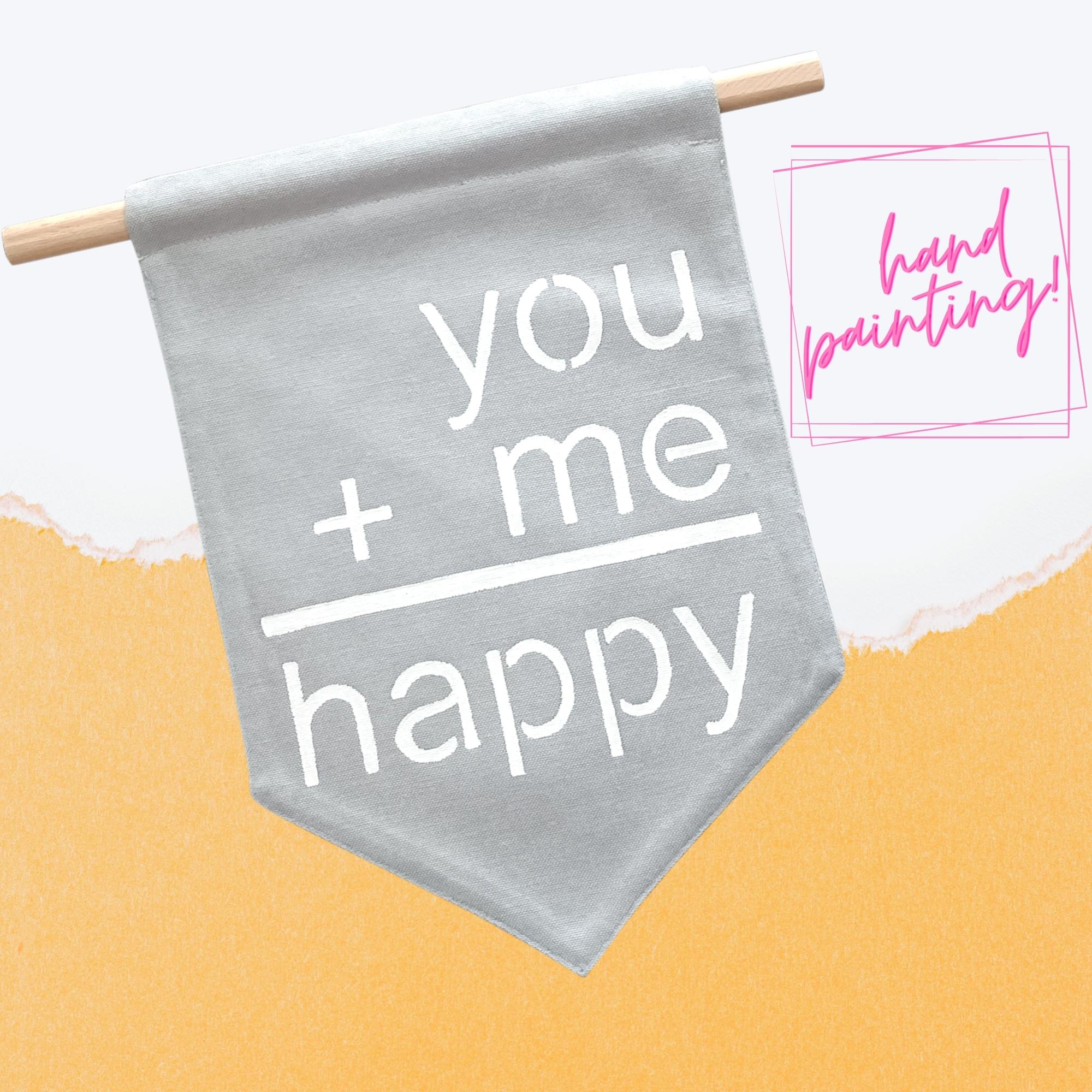 Çocuk Odası Dekorasyonu İçin Flama Banner _ You + Me = Happy