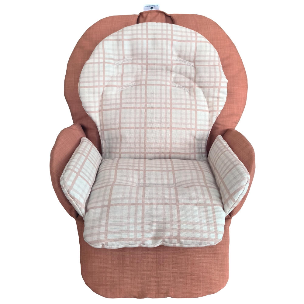 Chicco Polly 2 Start Mama Sandalyesi Minderi -  Çift Minderli -  Camel Renk Keten Efektli ve Kum Kahve Ekose