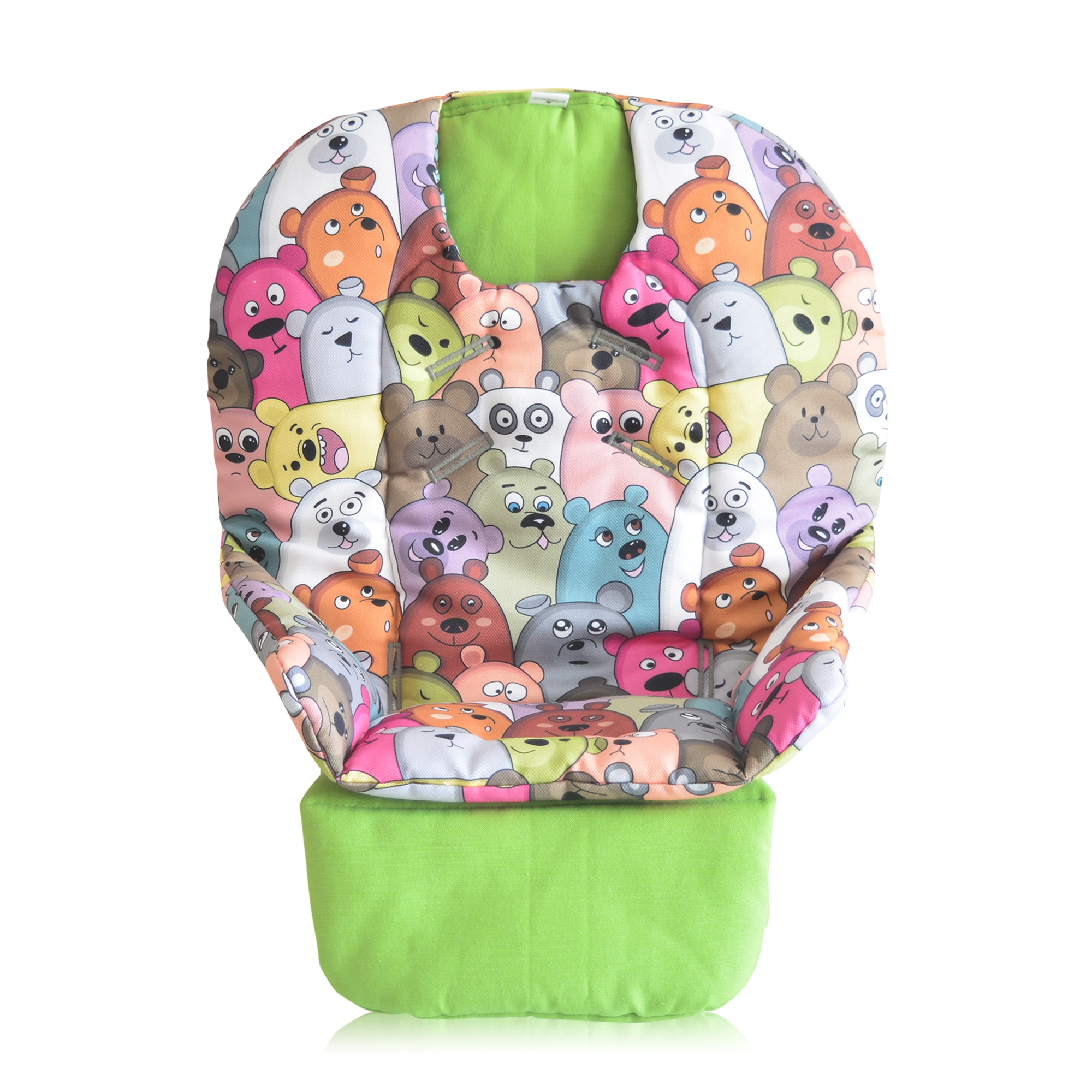 Chicco Polly Double Phase Çift Minderli Mama Sandalyesi Minderi  -  pistachio green and colorful bears