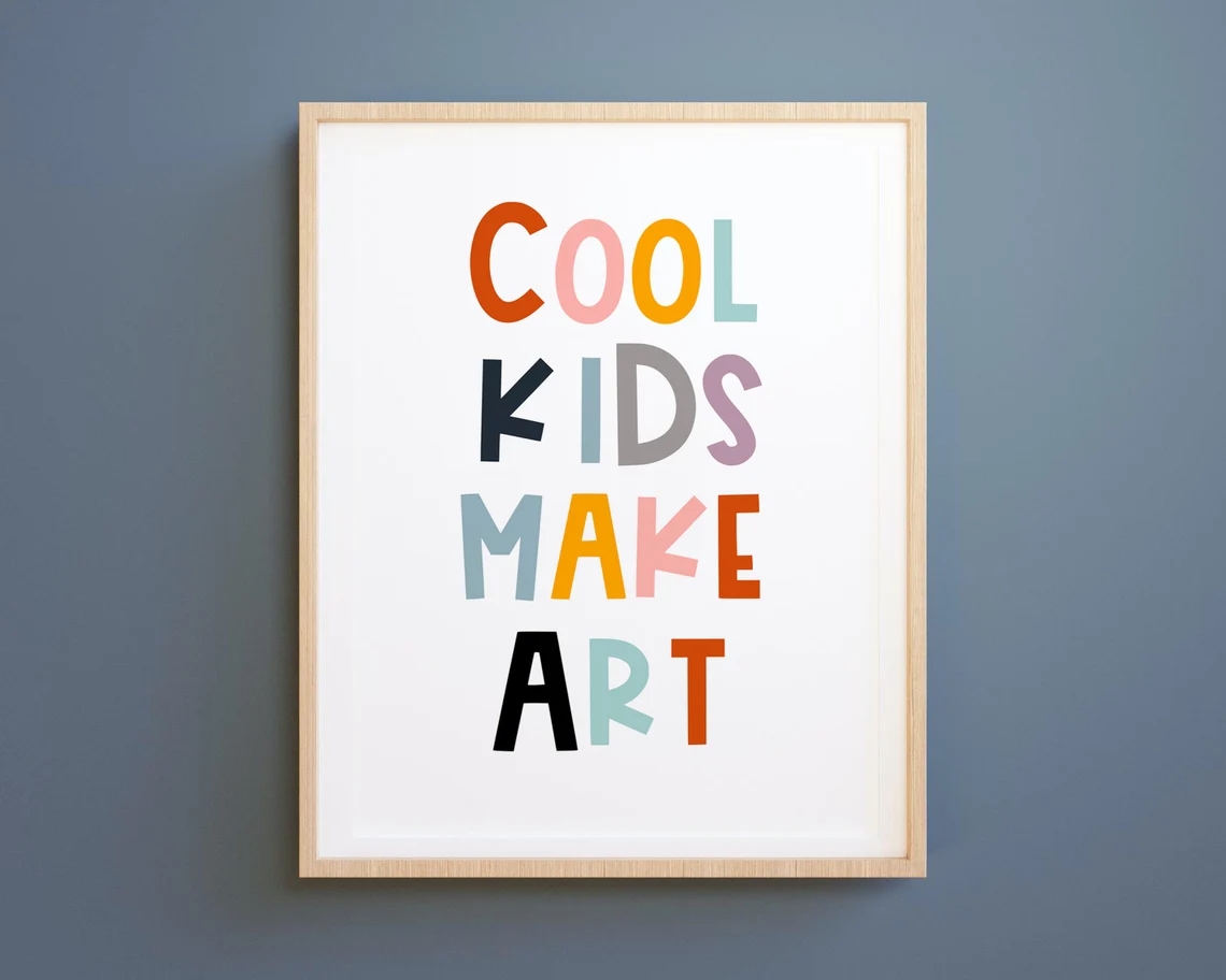 COOL KIDS MAKE ART - RENKLİ Poster Baskı 