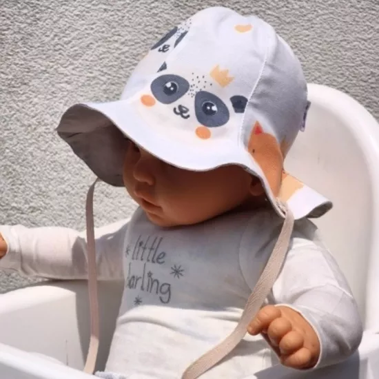 Lale Formlu Dört Mevsim Bucket Bebek Şapkası – Çift Taraflı, Ense Koruyucu, Bağcıklı