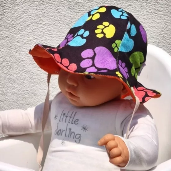 Lale Formlu Dört Mevsim Bucket Bebek Şapkası – Çift Taraflı, Ense Koruyucu, Bağcıklı