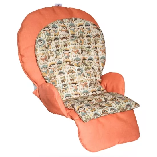 Chicco Polly Magic Relax Mama Sandalyesi Minderi -  Çift Minderli -  Somon Keten Efektli Düz Renk ve Nakış Kuşlar ve Kızlar Desenleri İle.