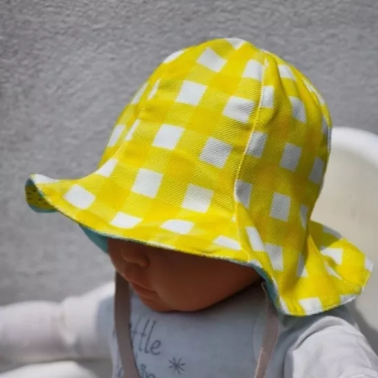 Lale Formlu Dört Mevsim Bucket Bebek Şapkası – Çift Taraflı, Ense Koruyucu, Bağcıklı