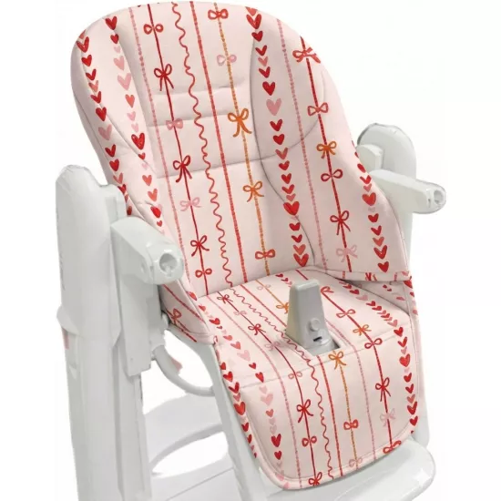 Mama Sandalyesi Minderi - Peg Perego Tatamia Uyumlu - Pembe Çilek Desenli Kumaş