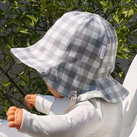 Lale Formlu Dört Mevsim Bucket Bebek Şapkası – Çift Taraflı, Ense Koruyucu, Bağcıklı