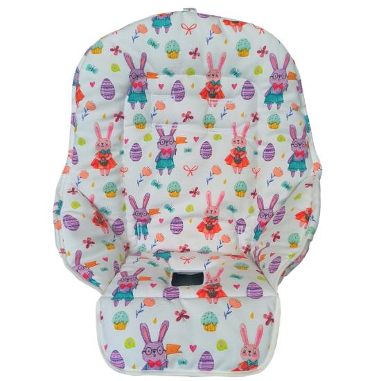 Mama Sandalyesi Minderi - Peg Perego Tatamia Uyumlu - Kostümlü Sevimli Tavşanlar