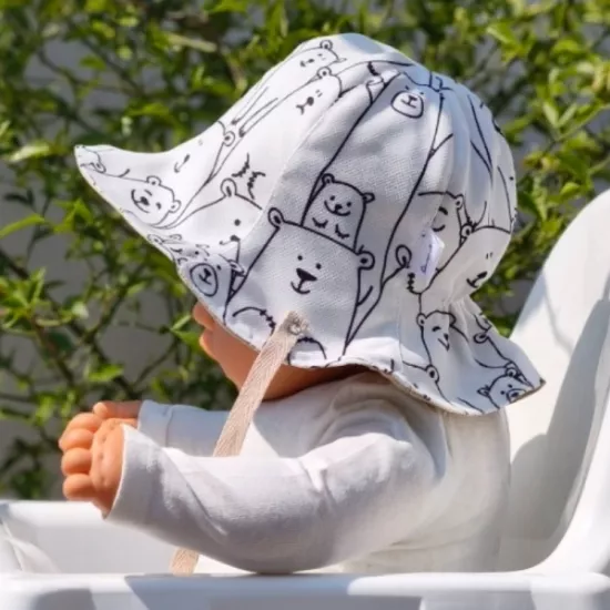 Lale Formlu Dört Mevsim Bucket Bebek Şapkası – Çift Taraflı, Ense Koruyucu, Bağcıklı