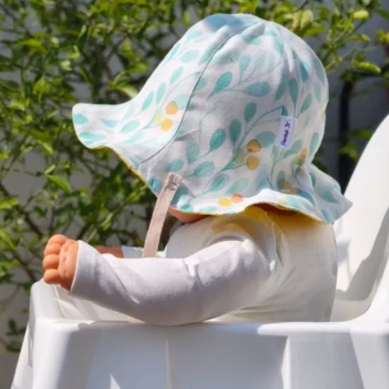 Lale Formlu Dört Mevsim Bucket Bebek Şapkası – Çift Taraflı, Ense Koruyucu, Bağcıklı