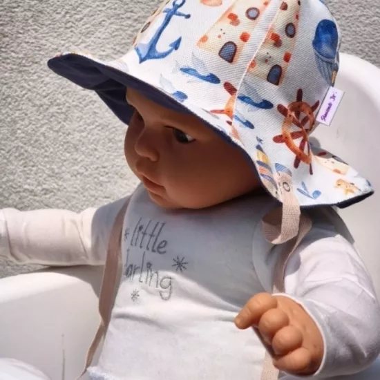 Lale Formlu Dört Mevsim Bucket Bebek Şapkası – Çift Taraflı, Ense Koruyucu, Bağcıklı