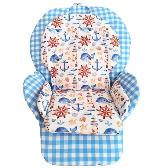 Chicco Polly 2 Start Mama Sandalyesi Minderi -  Çift Minderli - Sky and Dolphin