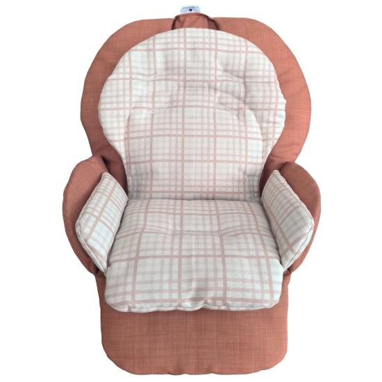 Chicco Polly 2 Start Mama Sandalyesi Minderi -  Çift Minderli -  Camel Renk Keten Efektli ve Kum Kahve Ekose