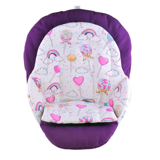 Chicco Polly Magic Mama Sandalyesi Minderi - Çift Minderli - Purple and Lollipops