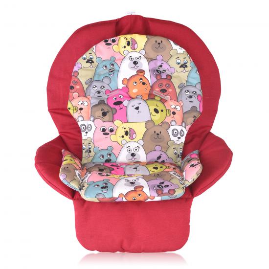 Chicco Polly 2 Start Mama Sandalyesi Minderi - Çift Minderli - Kırmızı ve Renkli Ayılar