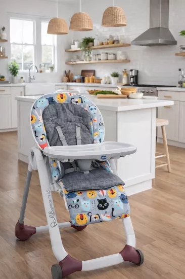 Chicco Polly Progress 5 ÇİFT MİNDERLİ Mama Sandalyesi Minderi - Bordo-Lolipop