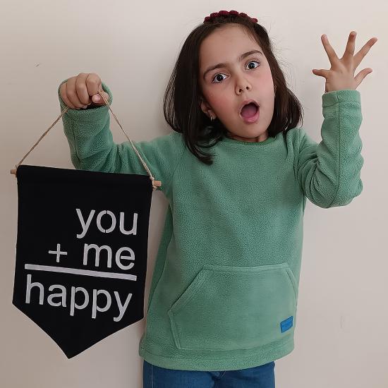 Çocuk Odası Dekorasyonu İçin Flama Banner _ You + Me = Happy Black