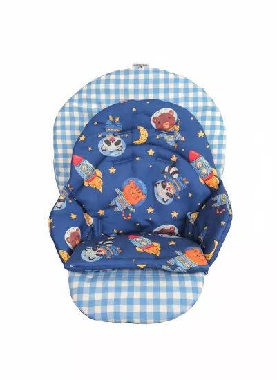 Chicco Polly Magic Mama Sandalyesi Minderi - Çift Minderli - Mavi Pötikare ve Gecede Astronot Hayvanlar