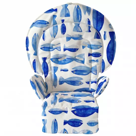 Chicco Polly Progress 5 Mama Sandalyesi Minderi - Mavi Balık Desenli