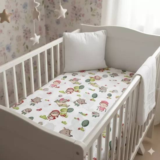 Lastikli Çarşaf - Kırmızı Başlıklı Kız Desenli