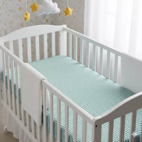 Lastikli Çarşaf - Mint Pötikare