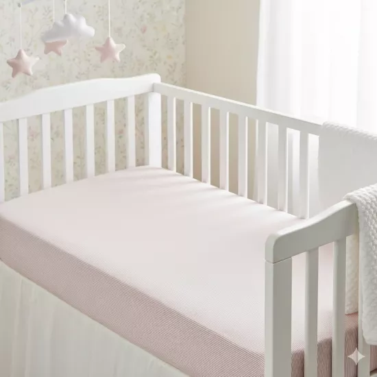 Lastikli Çarşaf - Pembe İnce Çizgili