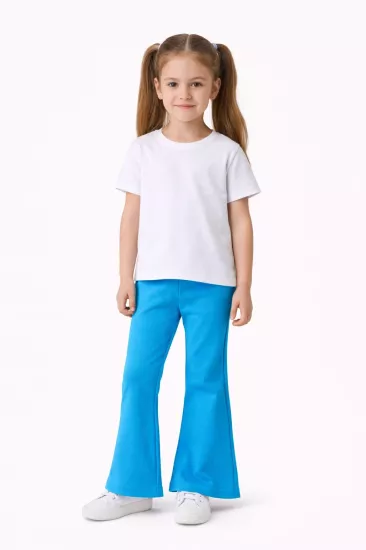Kız Çocuk İspanyol Paça Penye Pantolon 7 Yaş – %95 Pamuk %5 Likra - Mavi