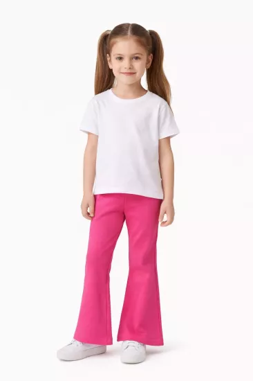 Kız Çocuk İspanyol Paça Penye Pantolon 7 Yaş – %95 Pamuk %5 Likra - Pembe