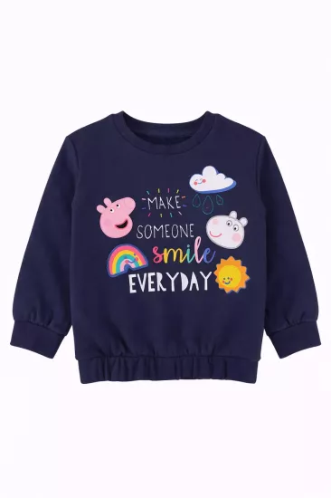 Make Someone Smile Yazılı Kız Çocuk Sweatshirt – Lacivert (12–24 Ay)