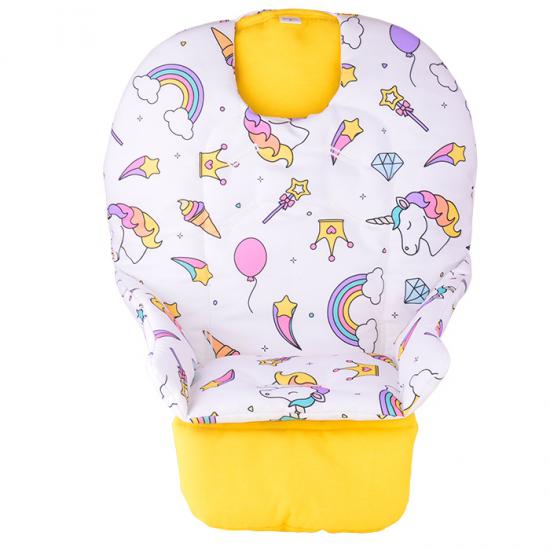 Chicco Polly Double Phase Çift Minderli Mama Sandalyesi Minderi - Yellow and Unicorn